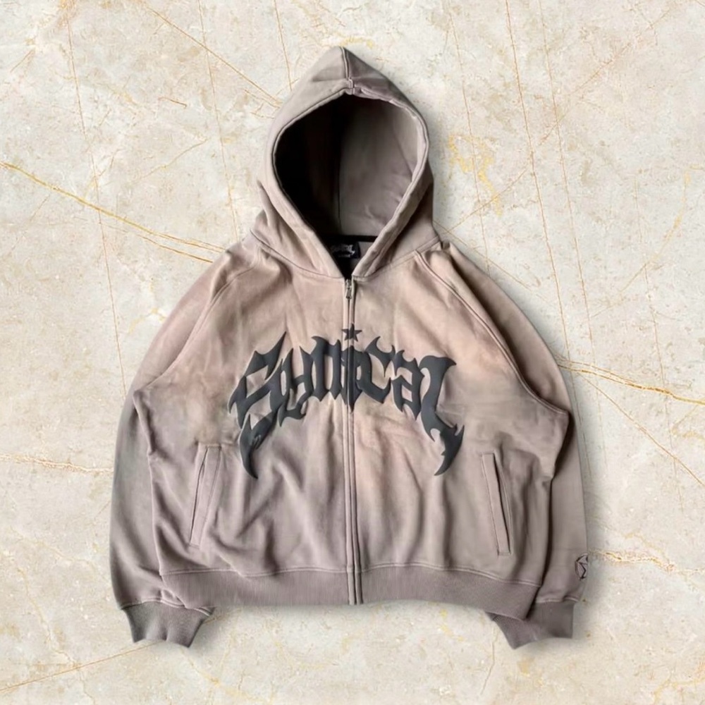 Samurai Men's Zip-Up Sweater - Gray